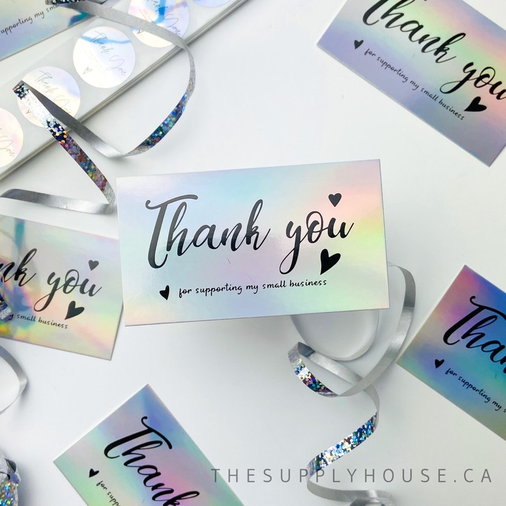 25 Thank You Cards. Small Business Cards. Shipping Supplies. Hologram